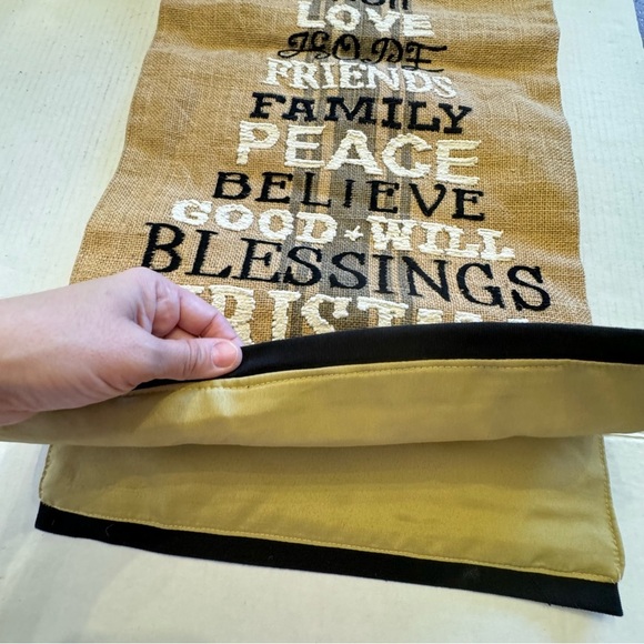 Holiday Burlap Style Table Runner Christmas Tree Love Faith Noel 14.5"x75" - Picture 5 of 11